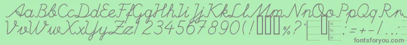 フォントHANDM    – 緑の背景に灰色の文字