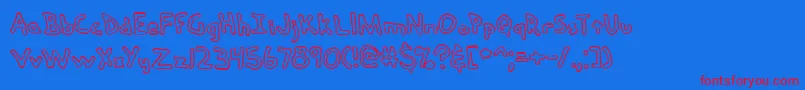 フォントhandmedo – 赤い文字の青い背景