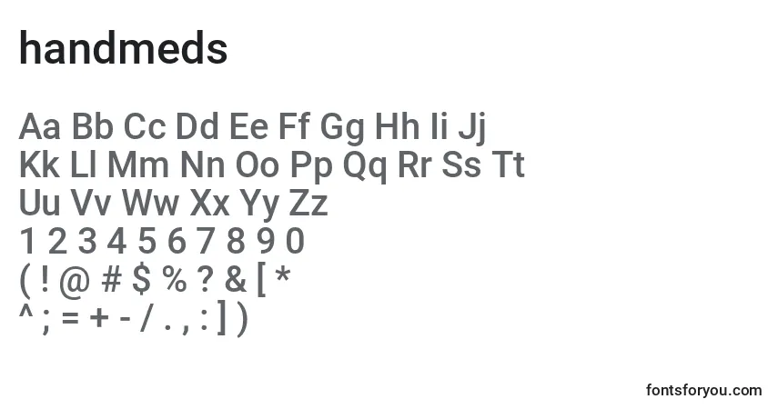 Schriftart Handmeds (128951) – Alphabet, Zahlen, spezielle Symbole