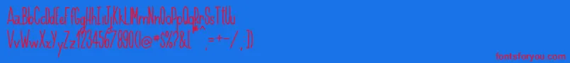 Handnilo Font – Red Fonts on Blue Background