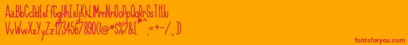 Handnilo-Schriftart – Rote Schriften auf orangefarbenem Hintergrund