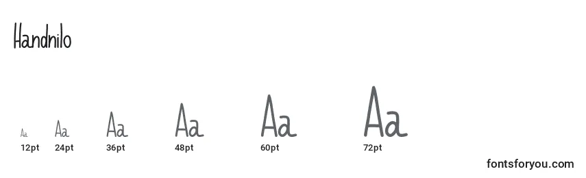 Handnilo Font Sizes