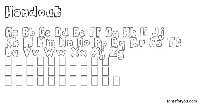 Czcionka Handout – alfabet, cyfry, specjalne znaki