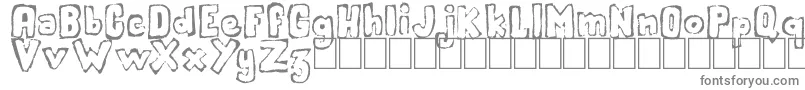 Handout-fontti – harmaat kirjasimet valkoisella taustalla