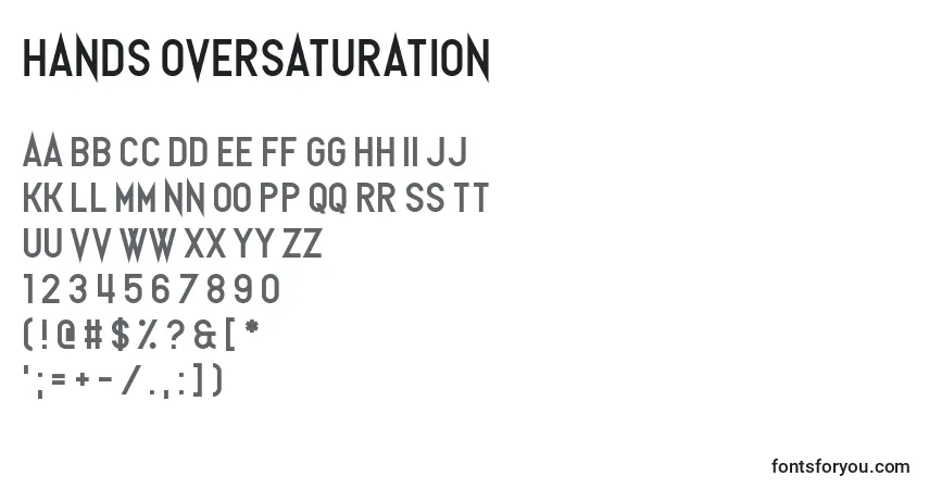 Schriftart Hands Oversaturation – Alphabet, Zahlen, spezielle Symbole