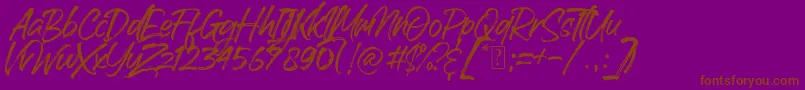 Fonte Handscript – fontes marrons em um fundo roxo