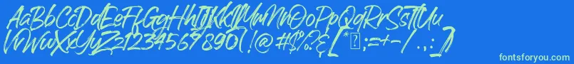 Шрифт Handscript – зелёные шрифты на синем фоне