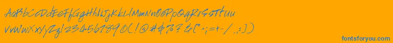 Handscript-Schriftart – Blaue Schriften auf orangefarbenem Hintergrund