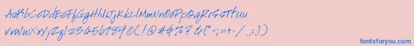 Handscript Font – Blue Fonts on Pink Background