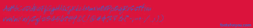 Handscript Font – Blue Fonts on Red Background