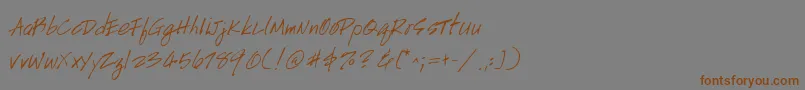 フォントHandscript – 茶色の文字が灰色の背景にあります。