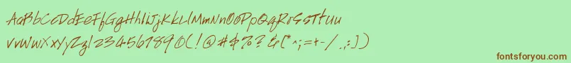 フォントHandscript – 緑の背景に茶色のフォント