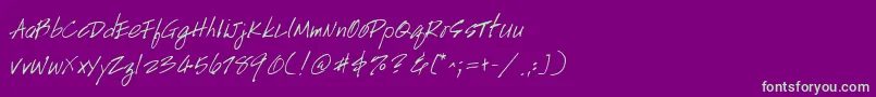 Handscript Font – Green Fonts on Purple Background