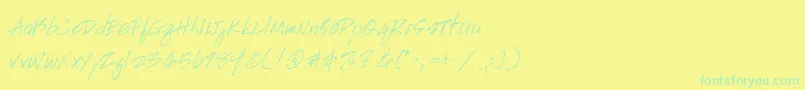 Fonte Handscript – fontes verdes em um fundo amarelo