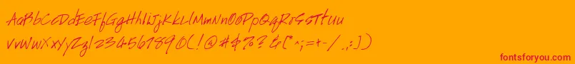 Handscript Font – Red Fonts on Orange Background