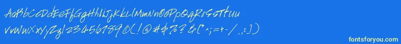 Handscript Font – Yellow Fonts on Blue Background