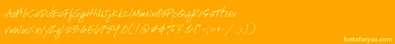 Fonte Handscript – fontes amarelas em um fundo laranja