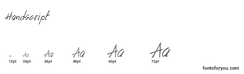 Handscript (128958) Font Sizes