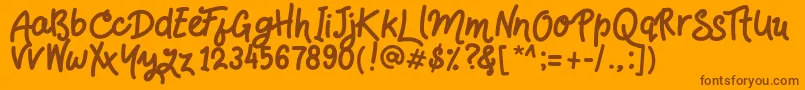 Handsdown Font – Brown Fonts on Orange Background