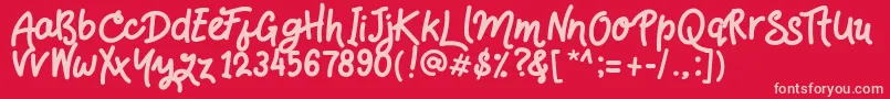 Handsdown Font – Pink Fonts on Red Background