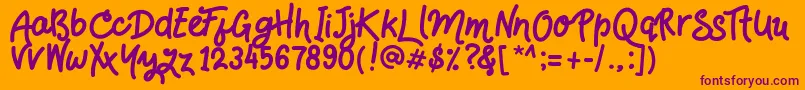 Handsdown Font – Purple Fonts on Orange Background