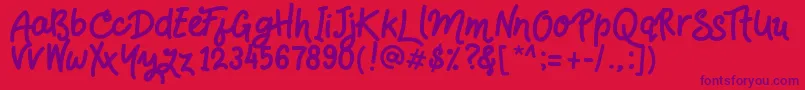 Handsdown-Schriftart – Violette Schriften auf rotem Hintergrund