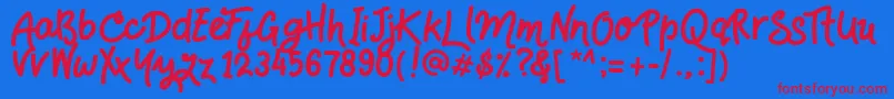 Handsdown Font – Red Fonts on Blue Background