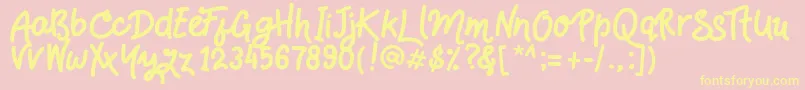 Handsdown Font – Yellow Fonts on Pink Background