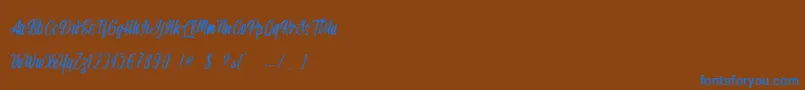 Handsome Boss   Personal Use Font – Blue Fonts on Brown Background