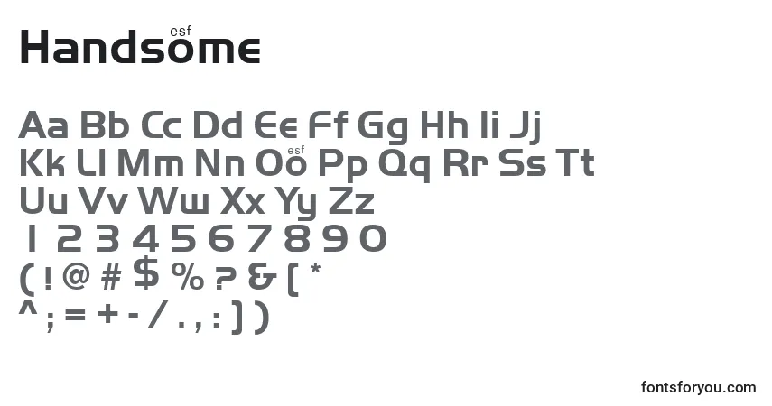 Schriftart Handsome (128962) – Alphabet, Zahlen, spezielle Symbole