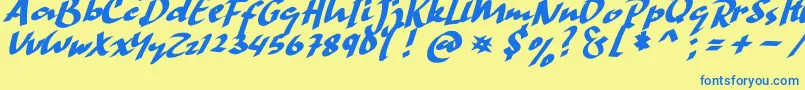 HandStrike Font – Blue Fonts on Yellow Background