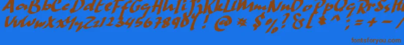 HandStrike Font – Brown Fonts on Blue Background