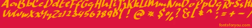 HandStrike Font – Orange Fonts on Red Background