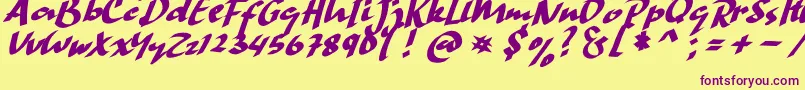 HandStrike Font – Purple Fonts on Yellow Background