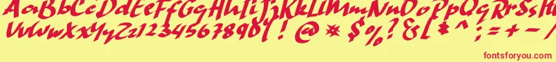 HandStrike Font – Red Fonts on Yellow Background