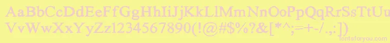 HandTIMES-fontti – vaaleanpunaiset fontit keltaisella taustalla