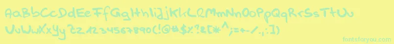 Handwerk Font – Green Fonts on Yellow Background
