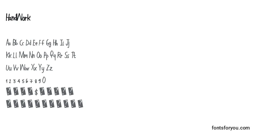 HandWork (128966)フォント–アルファベット、数字、特殊文字