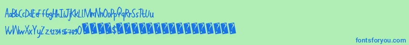 HandWork Font – Blue Fonts on Green Background