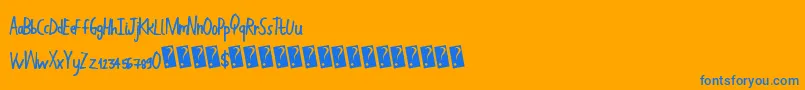 HandWork-Schriftart – Blaue Schriften auf orangefarbenem Hintergrund