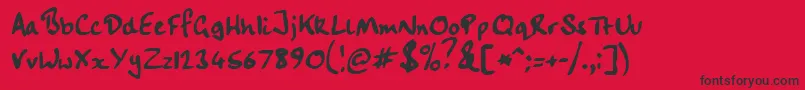 フォントHandwriting – 赤い背景に黒い文字