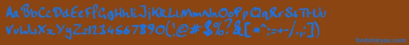Fonte Handwriting – fontes azuis em um fundo marrom