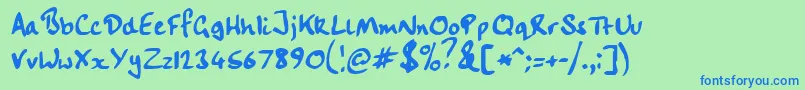 Czcionka Handwriting – niebieskie czcionki na zielonym tle