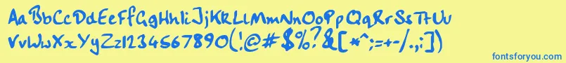 Handwriting Font – Blue Fonts on Yellow Background