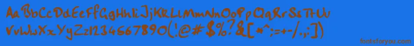 フォントHandwriting – 茶色の文字が青い背景にあります。