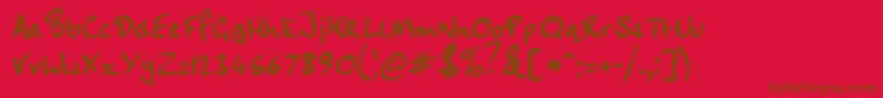 Handwriting-Schriftart – Braune Schriften auf rotem Hintergrund