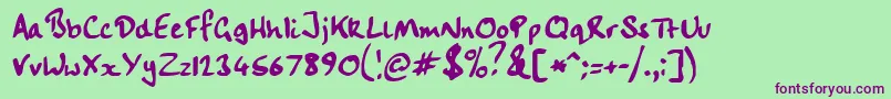 Czcionka Handwriting – fioletowe czcionki na zielonym tle