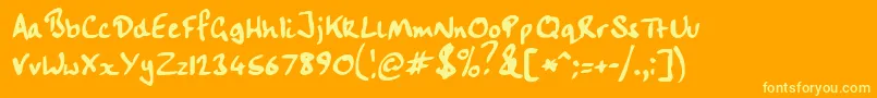 Handwriting Font – Yellow Fonts on Orange Background