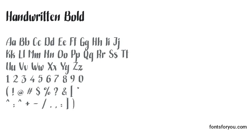 Schriftart Handwritten Bold – Alphabet, Zahlen, spezielle Symbole