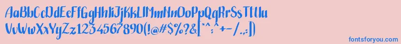 フォントHandwritten Bold – ピンクの背景に青い文字